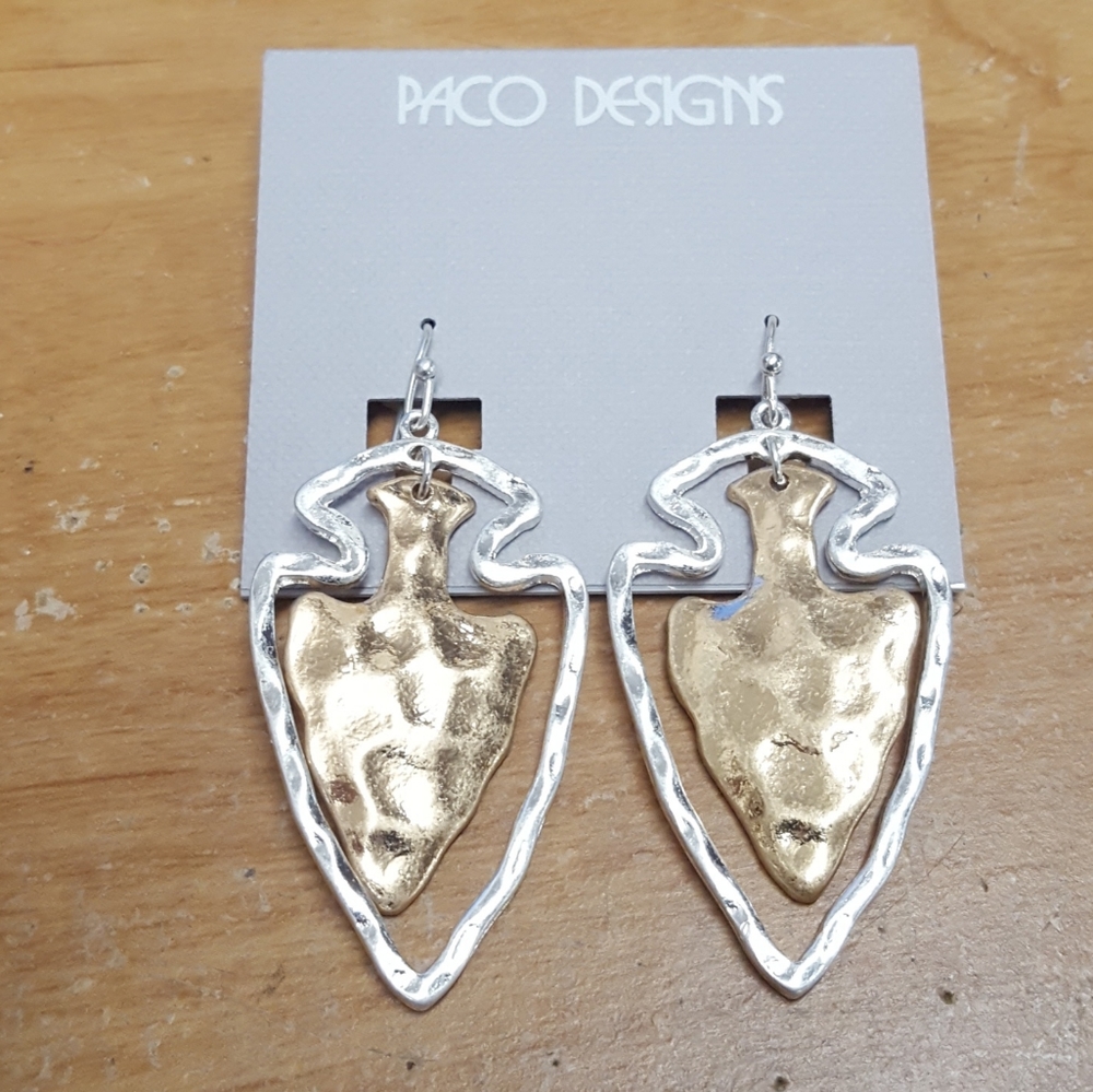 Hammered Two Tone Arrowhead Earrings KC CHIEFS!